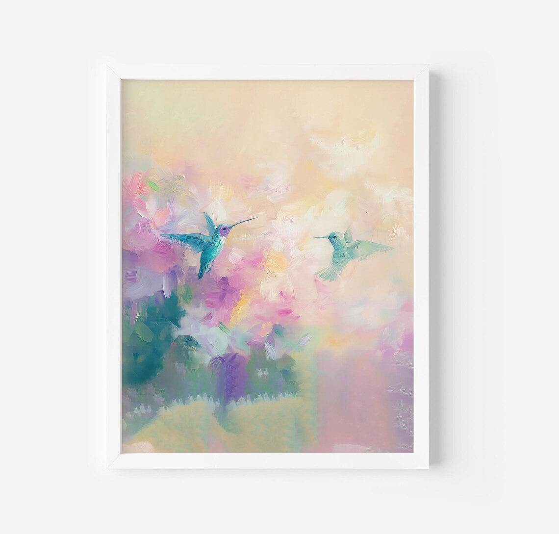 Hummingbird Watercolor Art Print, Preppy Aesthetic