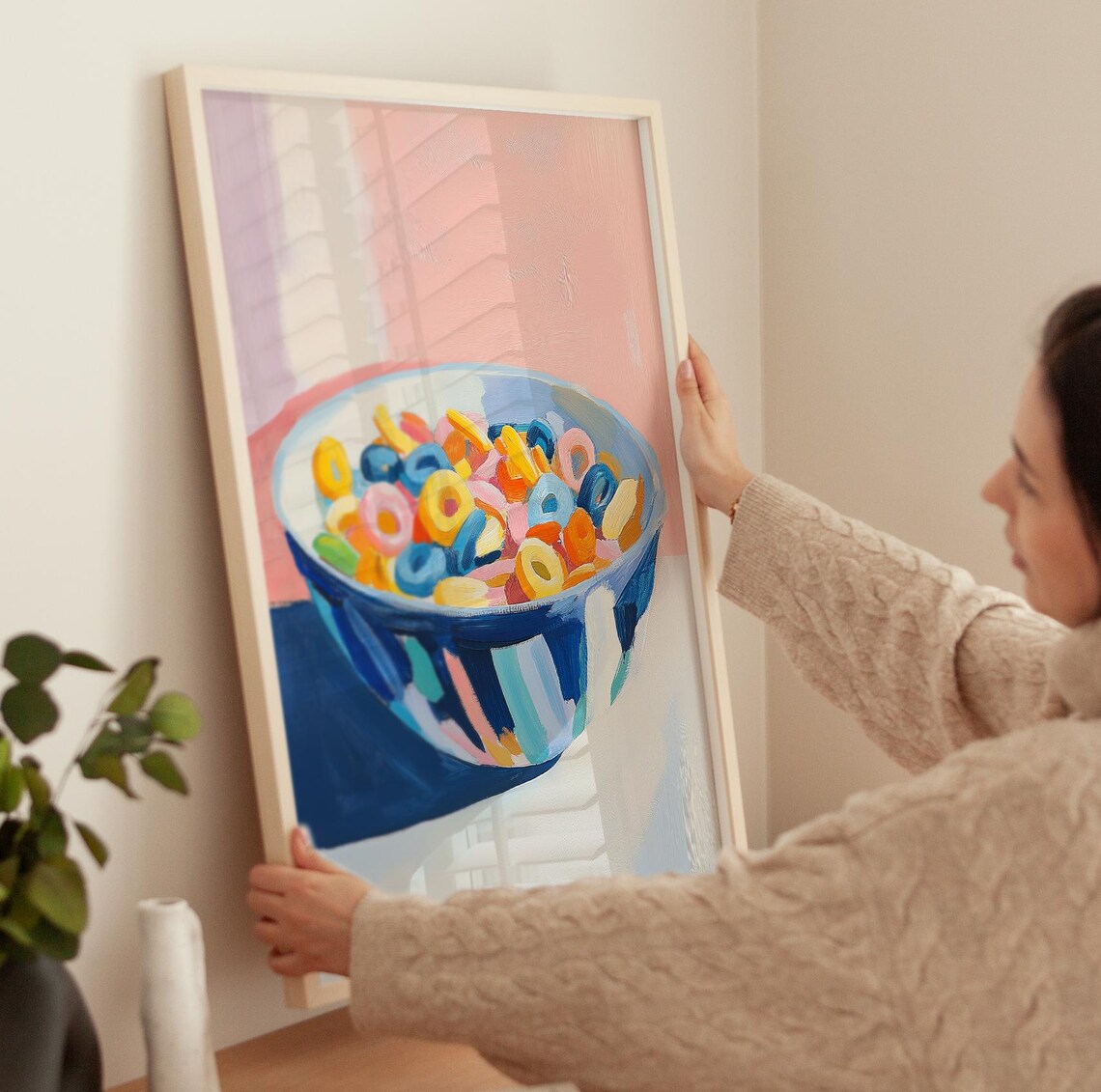 Cereal Bowl Print Aesthetic Kitchen Decor Soft Color Print Modern Kitchen Art Cute Cooking Art Funky Food Prints Kitchen Art - Image 3