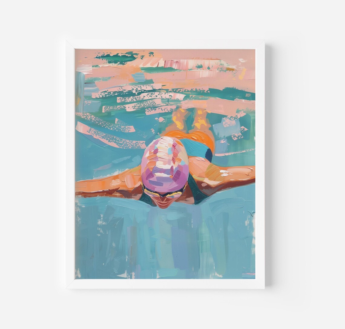 Swimming in the Ocean Coastal Summer Art Print
