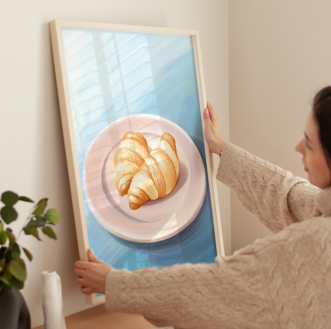 Croissant Wall Art Print, Girly Kitchen Decor - Image 3