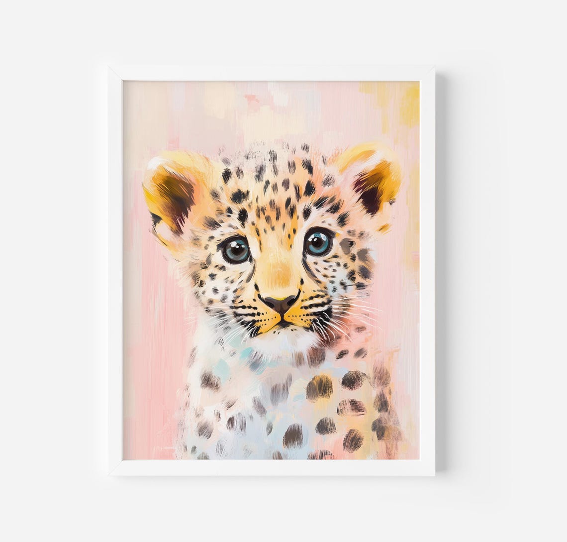 Baby Tiger Art Tiger Poster Baby Animals Nursery Decor Animal Print Safari Jungle Animal Print Soft Colours Painting