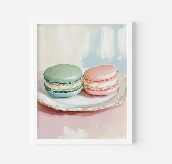 Macarons Cookies Art Print Vintage Print Trendy French Poster Girl Apartment Decor Foodie Kitchen Art Nursery Prints