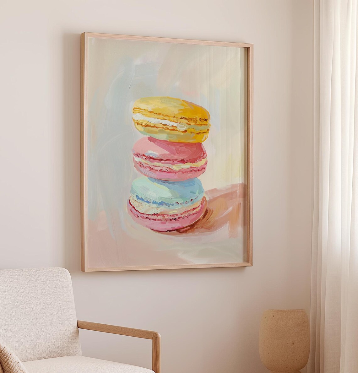 Stacked French Macarons Pastel Dessert Painting Sweet Art Poster - Image 2
