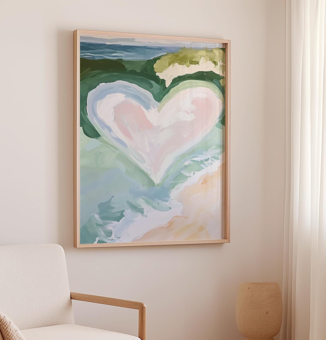 Heart-Shaped Beach Art Print, Tropical Coastal Island - Image 3