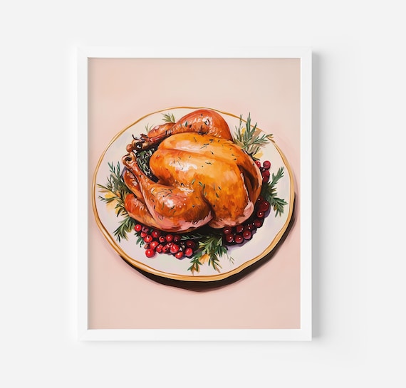 Golden Roasted Thanksgiving Turkey With Cranberries Feast Poster