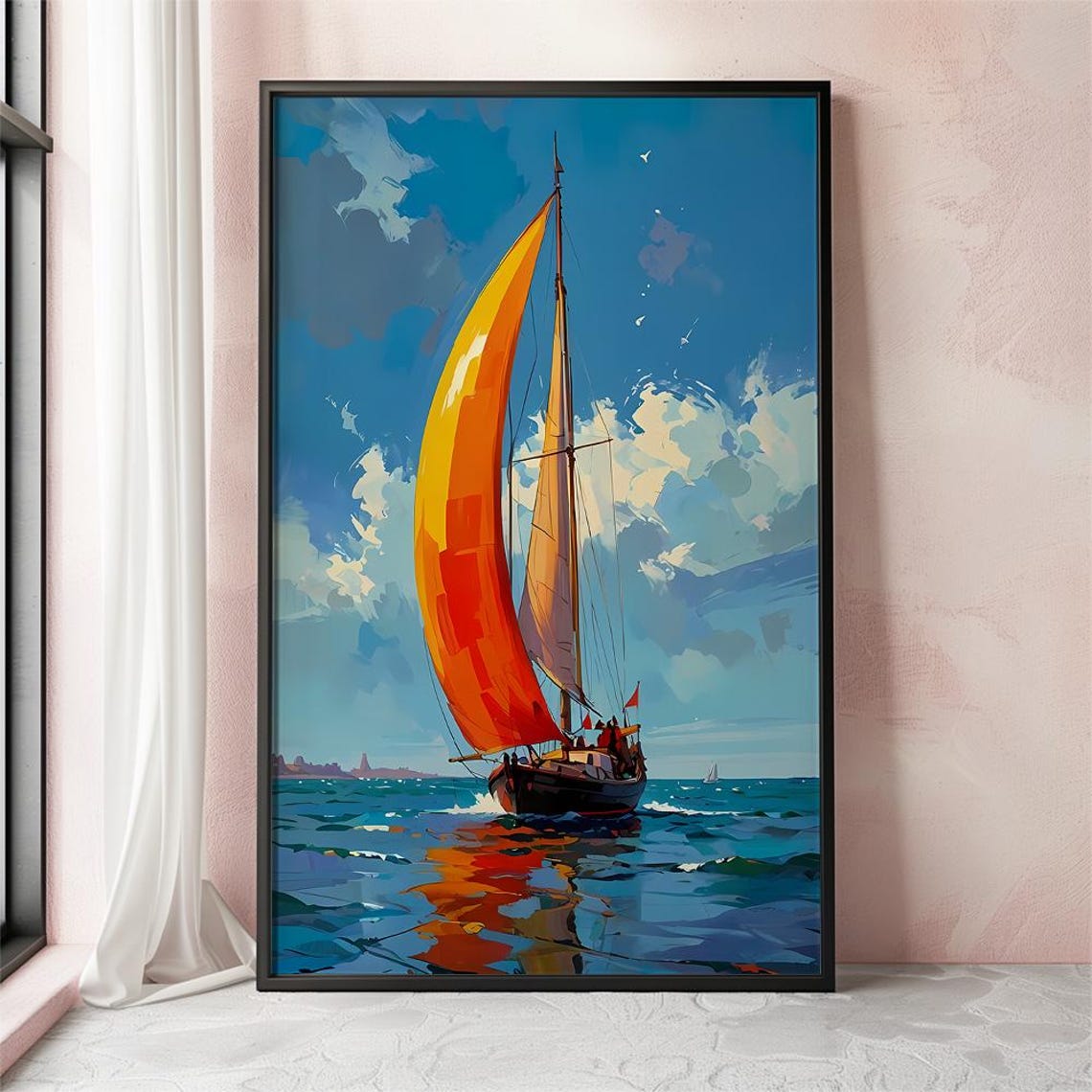 Sailing Boats On The Coast Sailboat Prints Boats Prints Summer Wall Art Beach Nautical Seascape Decor Paint Colors - Image 2