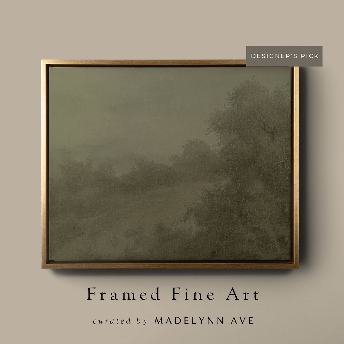 Muted Green Contemporary Landscape Art Print