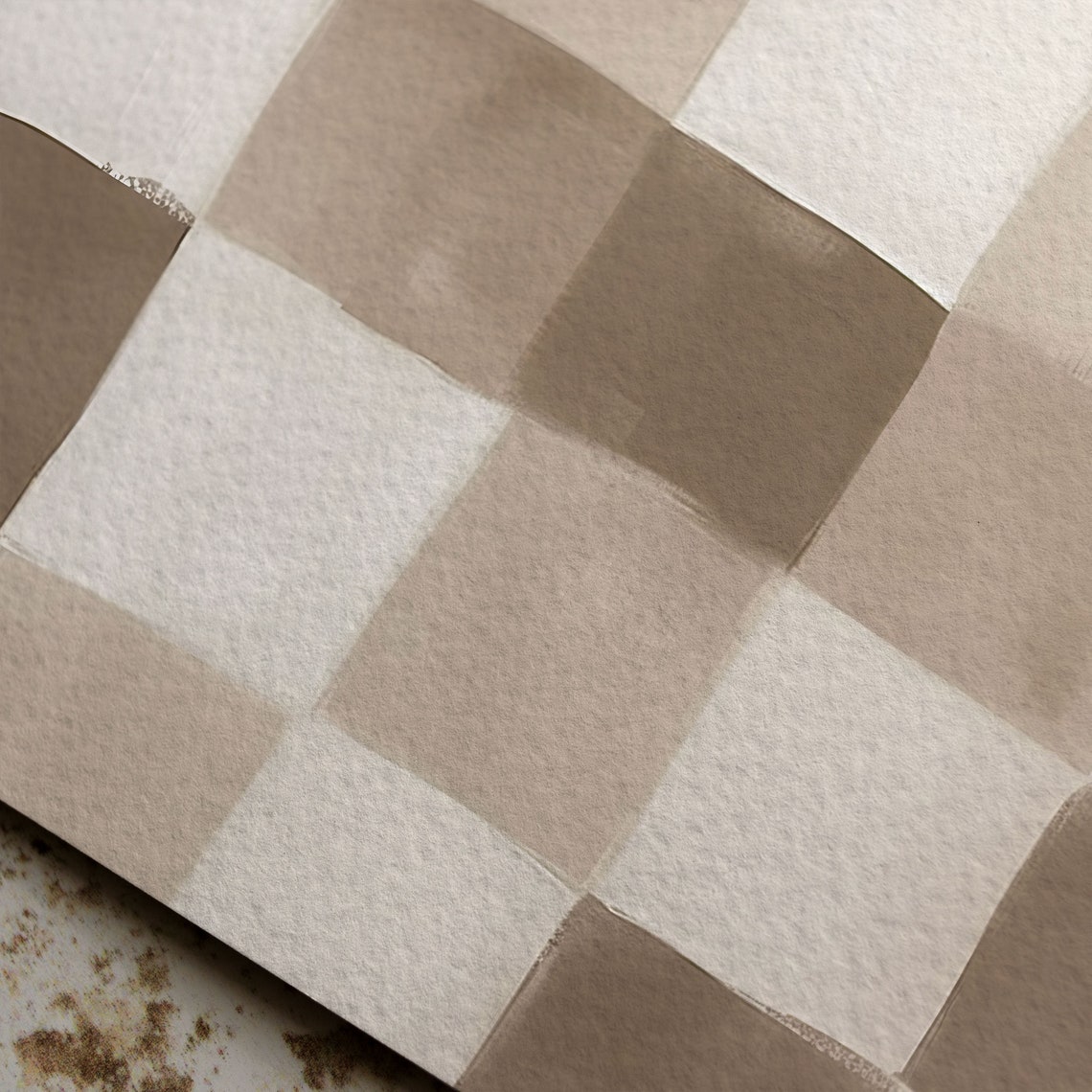 Modern Checkered Pattern Art Print Neutral Brown Beige Cream Vertical Artwork Printed On Or Paper Large Wall Art Decor - Image 6