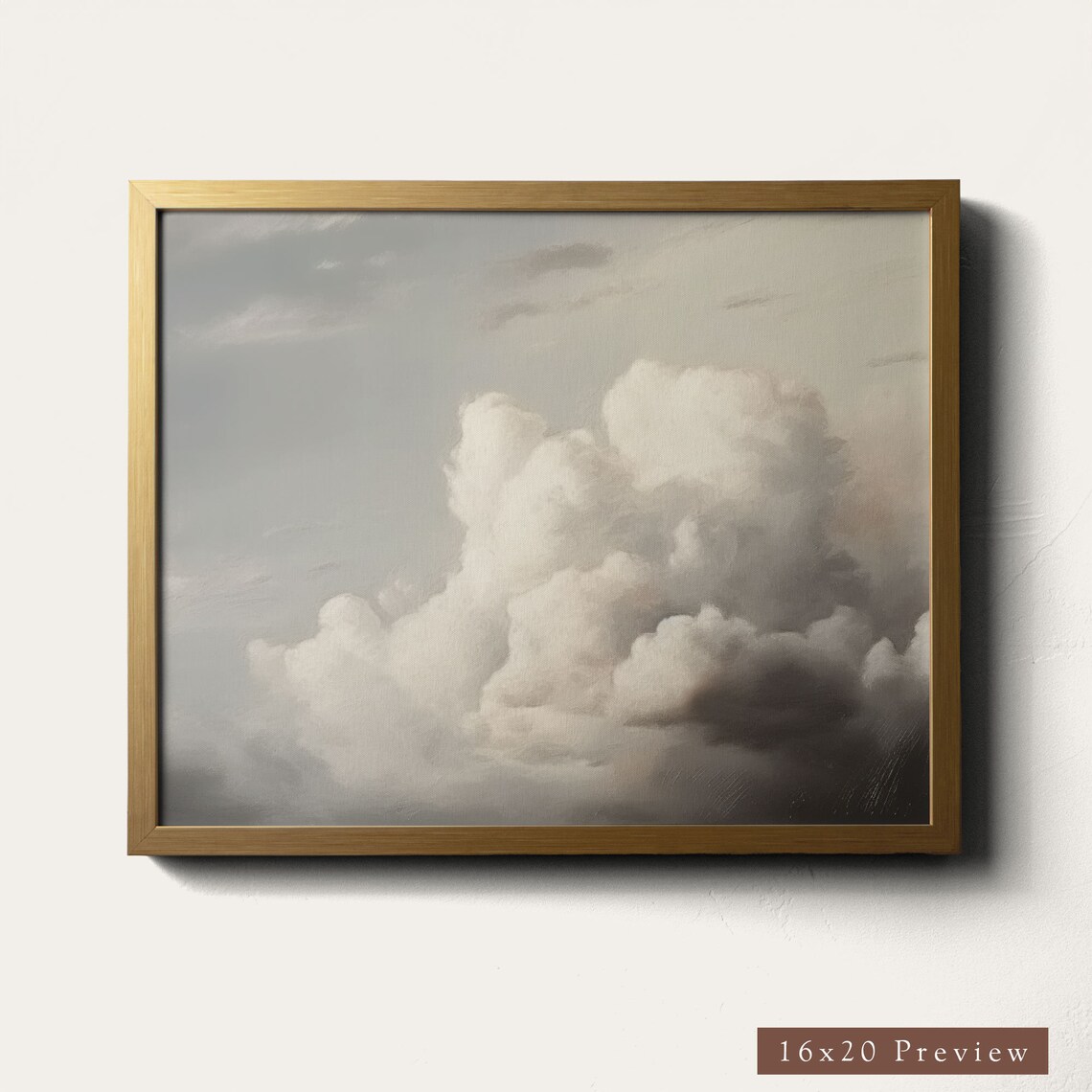 Clouds Painting Art Print, Vintage Neutral Sky - Image 5