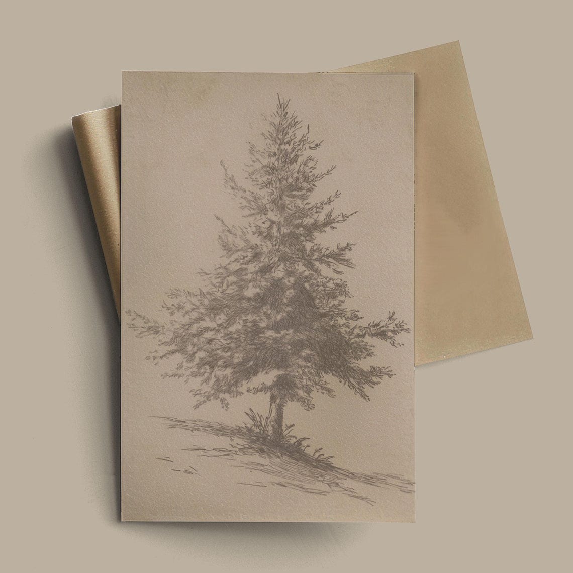 Framed Pine Tree Gicle Art Print Vertical Neutral Christmas Wall Art Moody Vintage Style Winter Holiday Decor Or Cotton Paper - Image 3