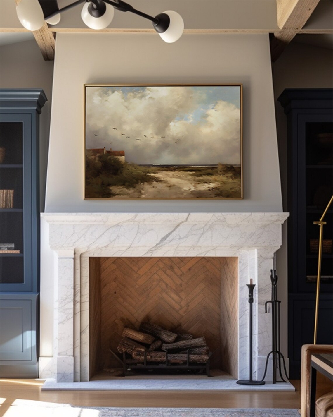 Neutral Coastal Seascape Vintage Oil Painting Style Art Poster - Image 4