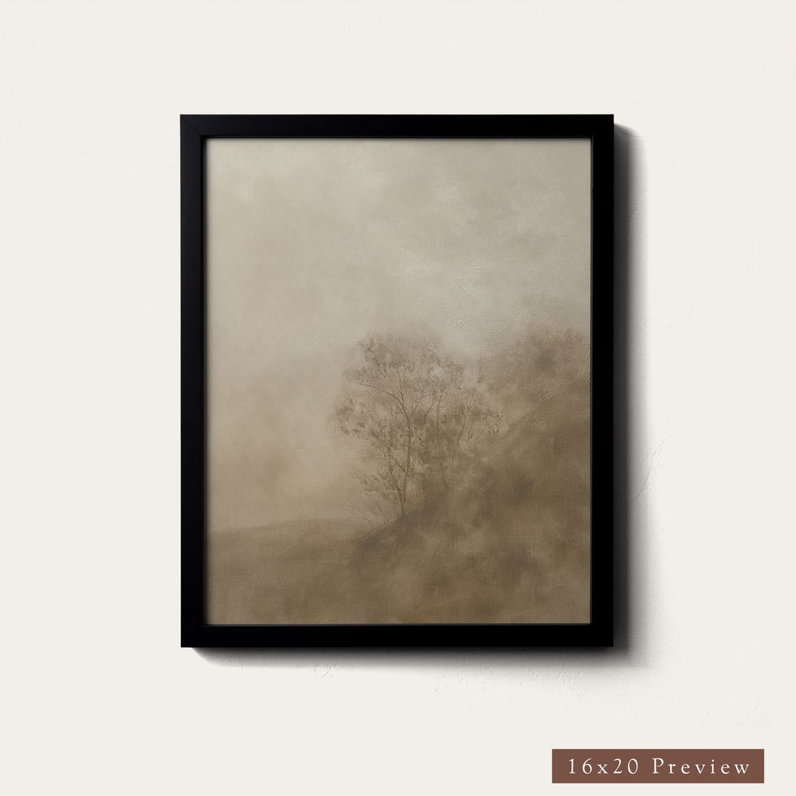 Abstract Sepia Landscape Distant Tree Cluster Vintage Poster - Image 3