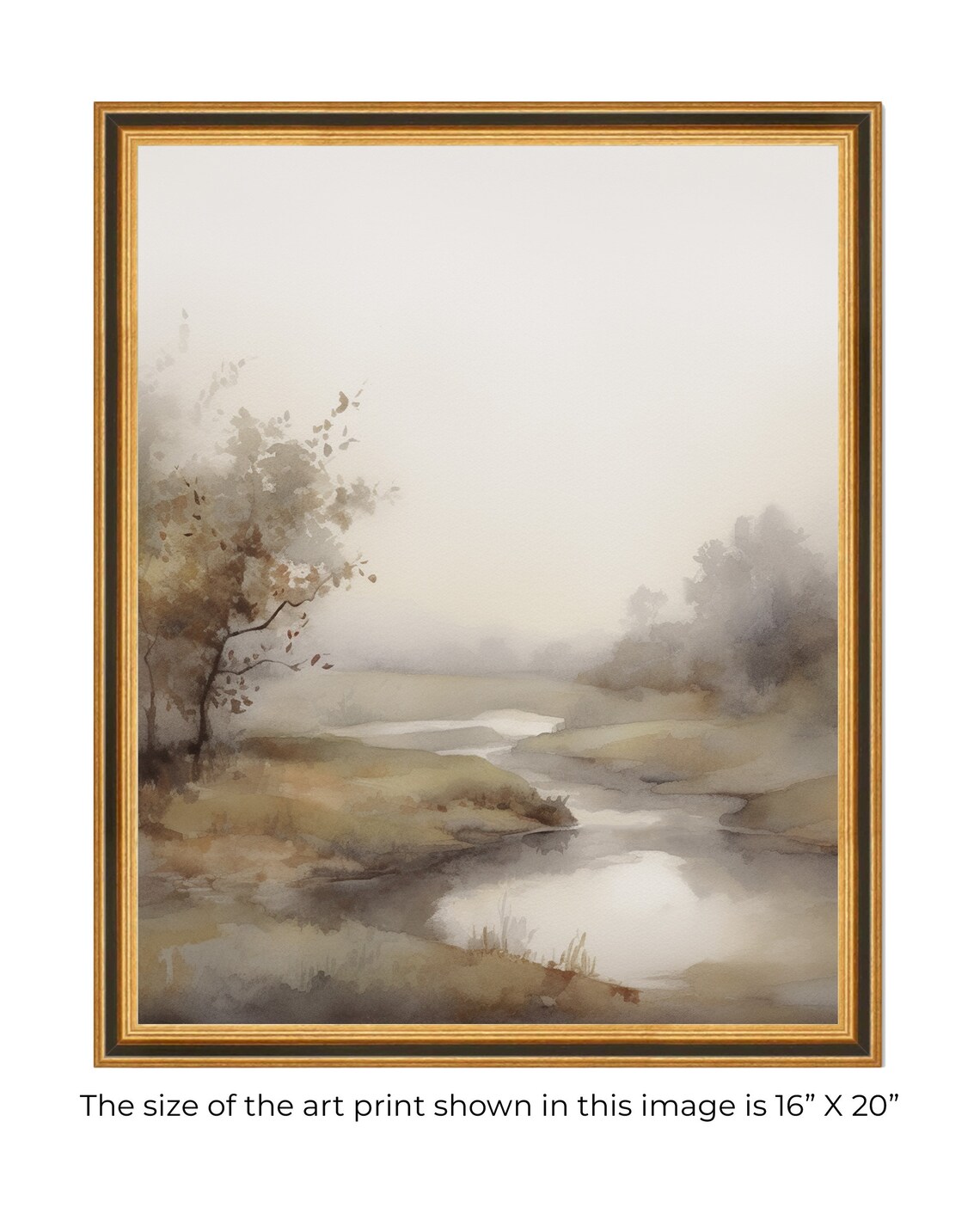 Neutral Fall Landscape, Abstract Watercolor Art Print - Image 3