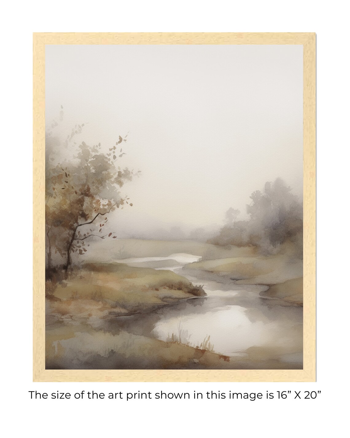 Neutral Fall Landscape, Abstract Watercolor Art Print - Image 6