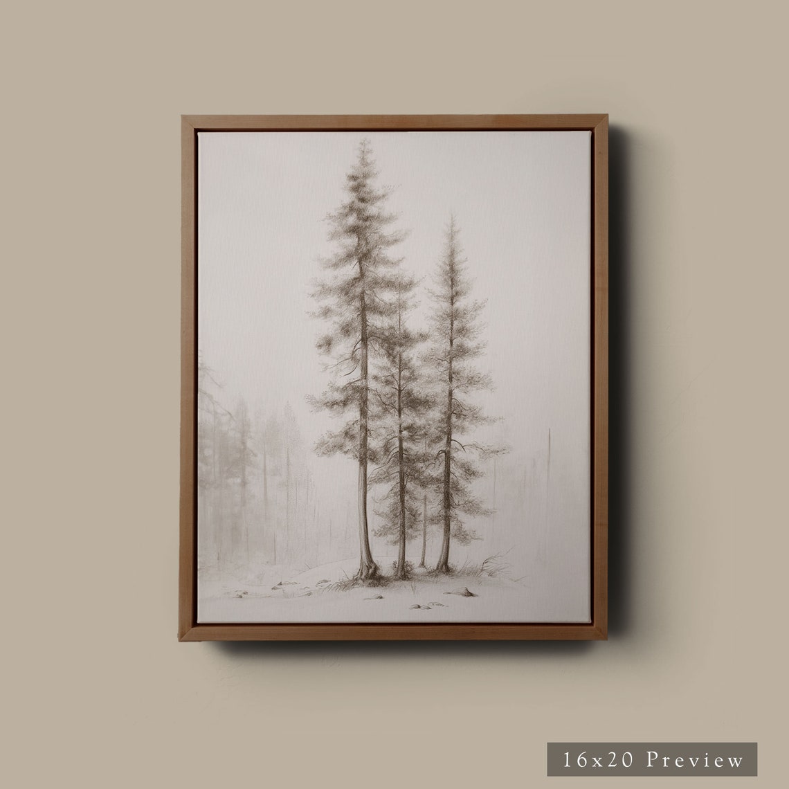 Framed Modern Pine Tree Art Print Wall Art Pines Sketch Rustic Peaceful Artwork Forest Drawing For Cabin Framed Or Cotton Paper - Image 4