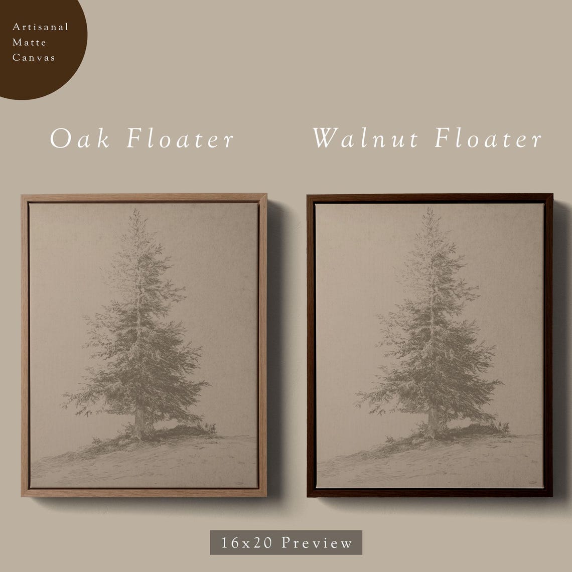 Vintage Style Pine Tree Gicle Art Print Framed Vertical Neutral Christmas Wall Art Subtle Moody Antiqued Winter Holiday Decor - Image 6