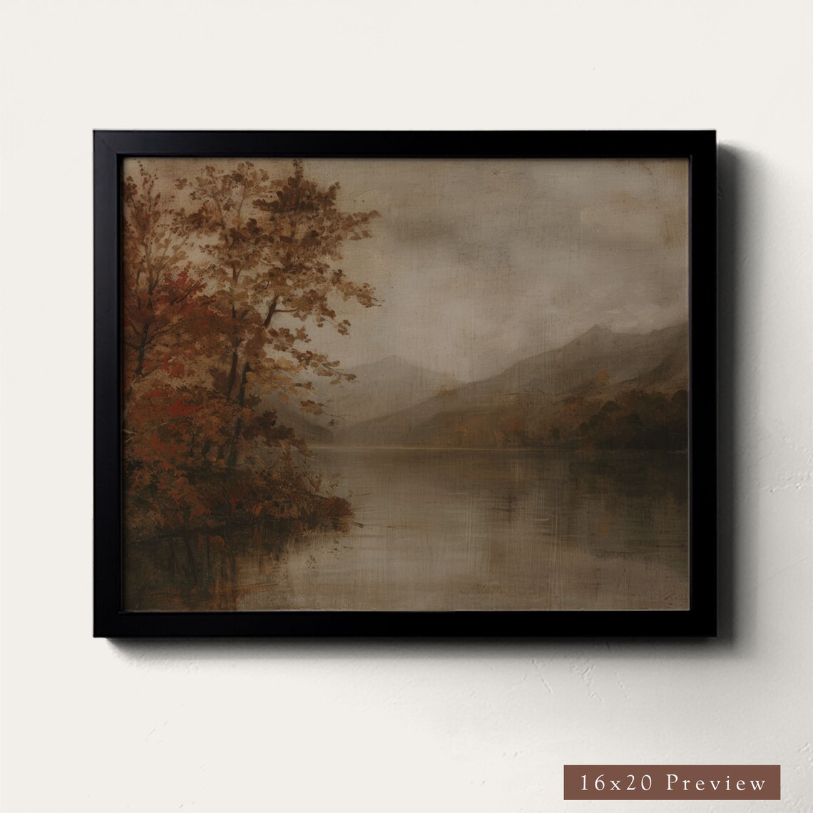Rustic Fall Lake Landscape, Vintage Autumn Wall Art Print - Image 3