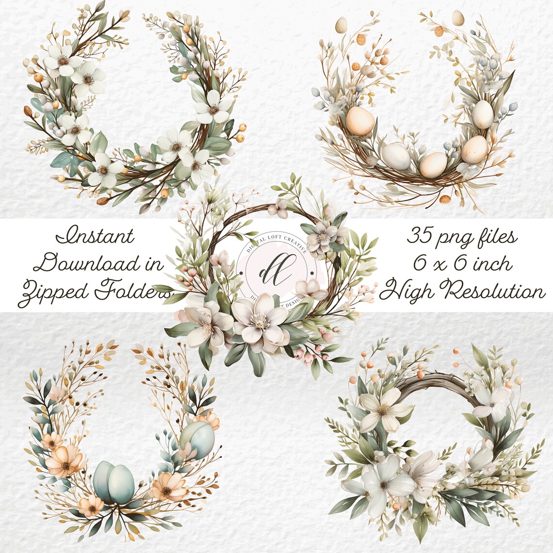 Floral Wreath Collection Watercolor Twenty Five Botanical Art Poster - Image 2