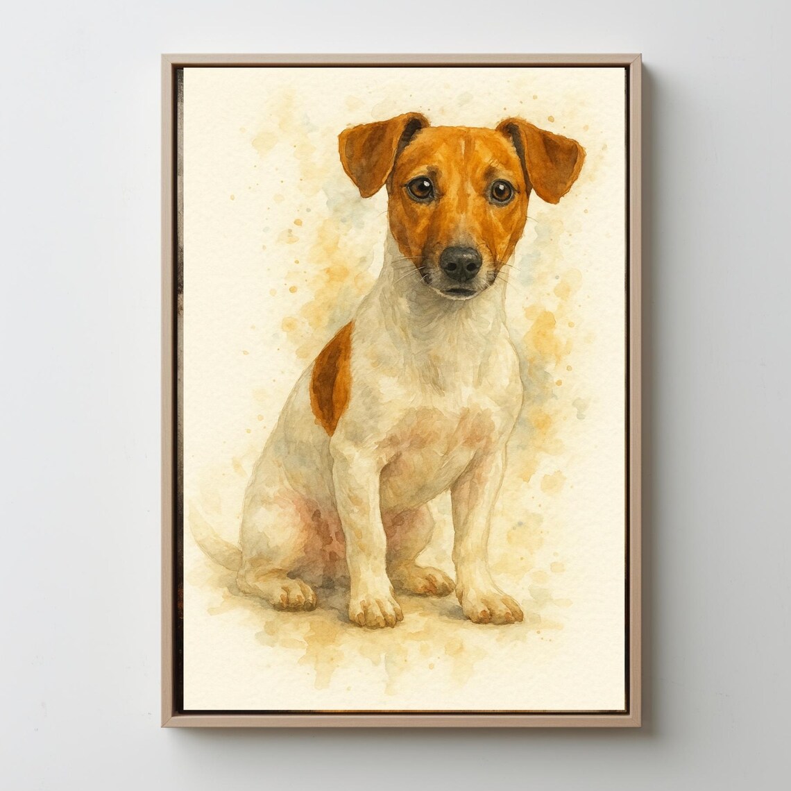 Jack Russell Terrier Watercolor Portrait Sitting Dog Lover Art Poster