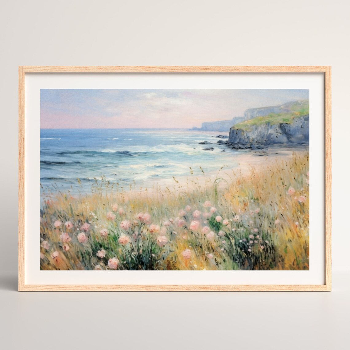 Muted Seascape Retro Coastal Beach Art Print - Image 2