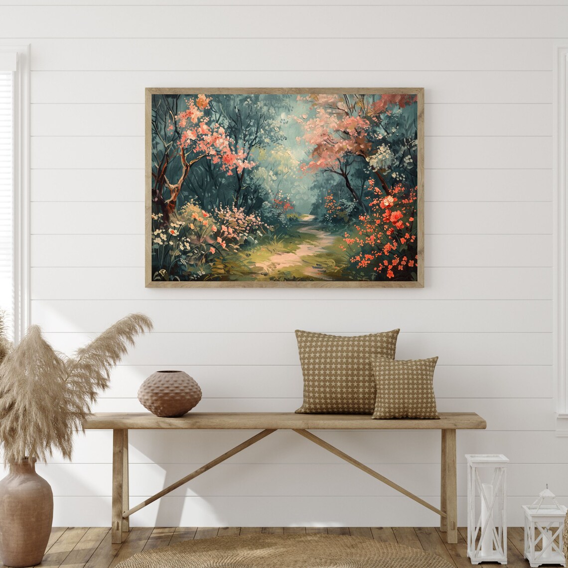 Moody Forest Painting, Retro Floral Landscape Art Print - Image 3