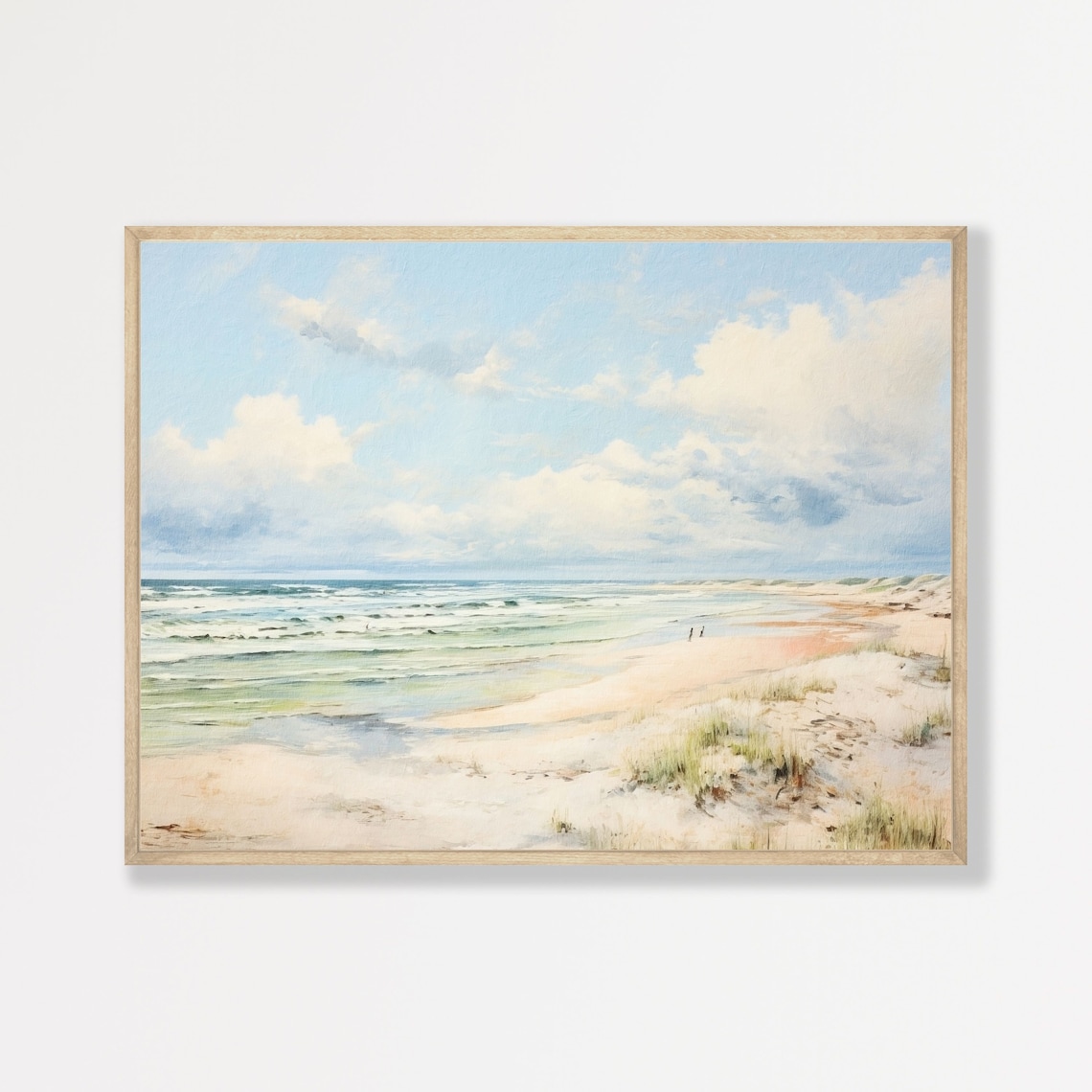 Muted Beach Retro Coastal Oil Painting Art Print
