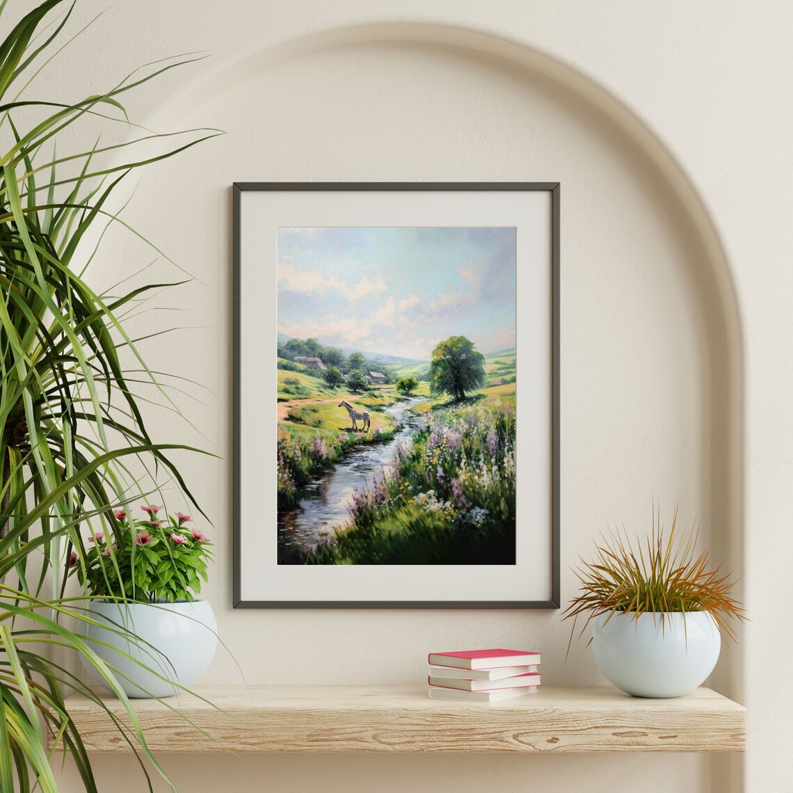 Retro Zebra Painting, Vintage Nature Art Print - Image 2