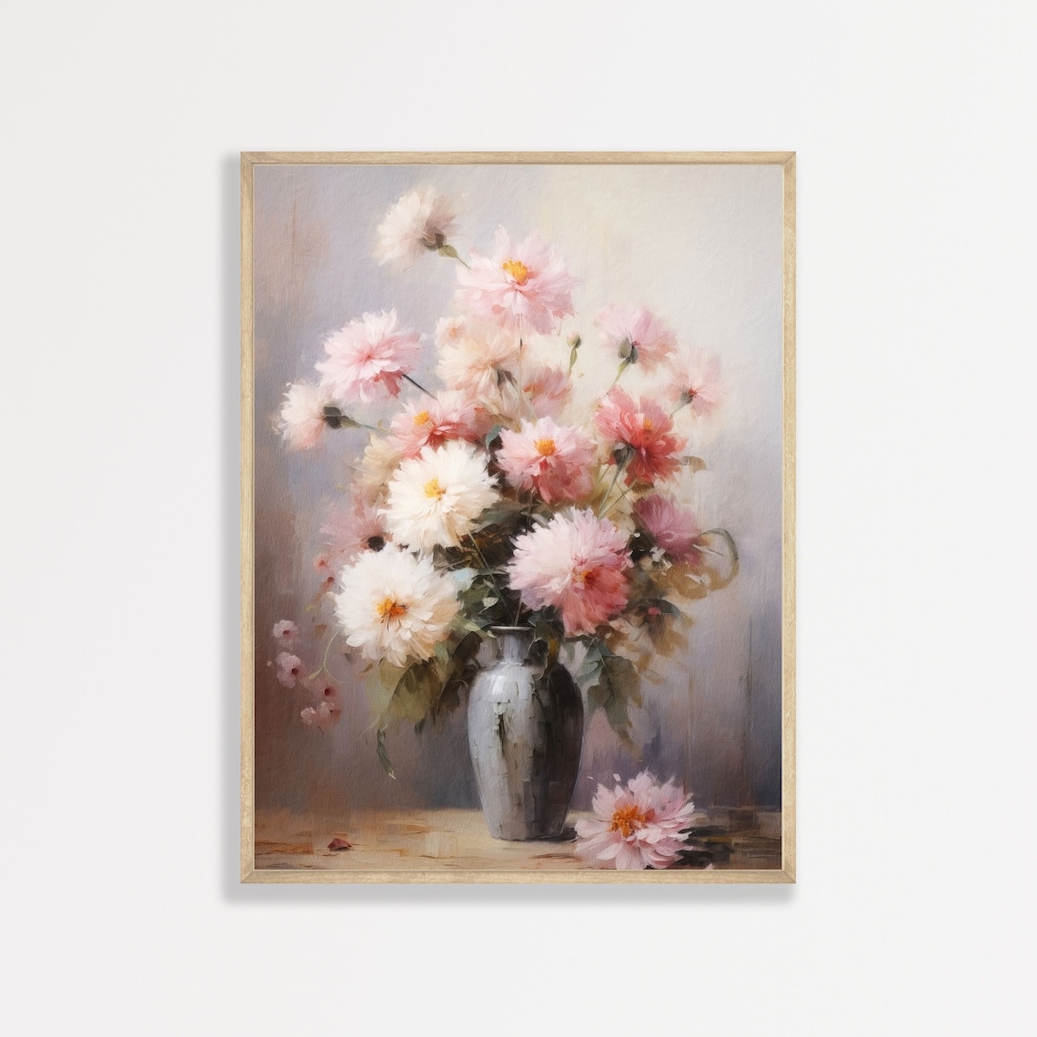 Retro Floral Still Life, Pastel Flower Wall Art Print