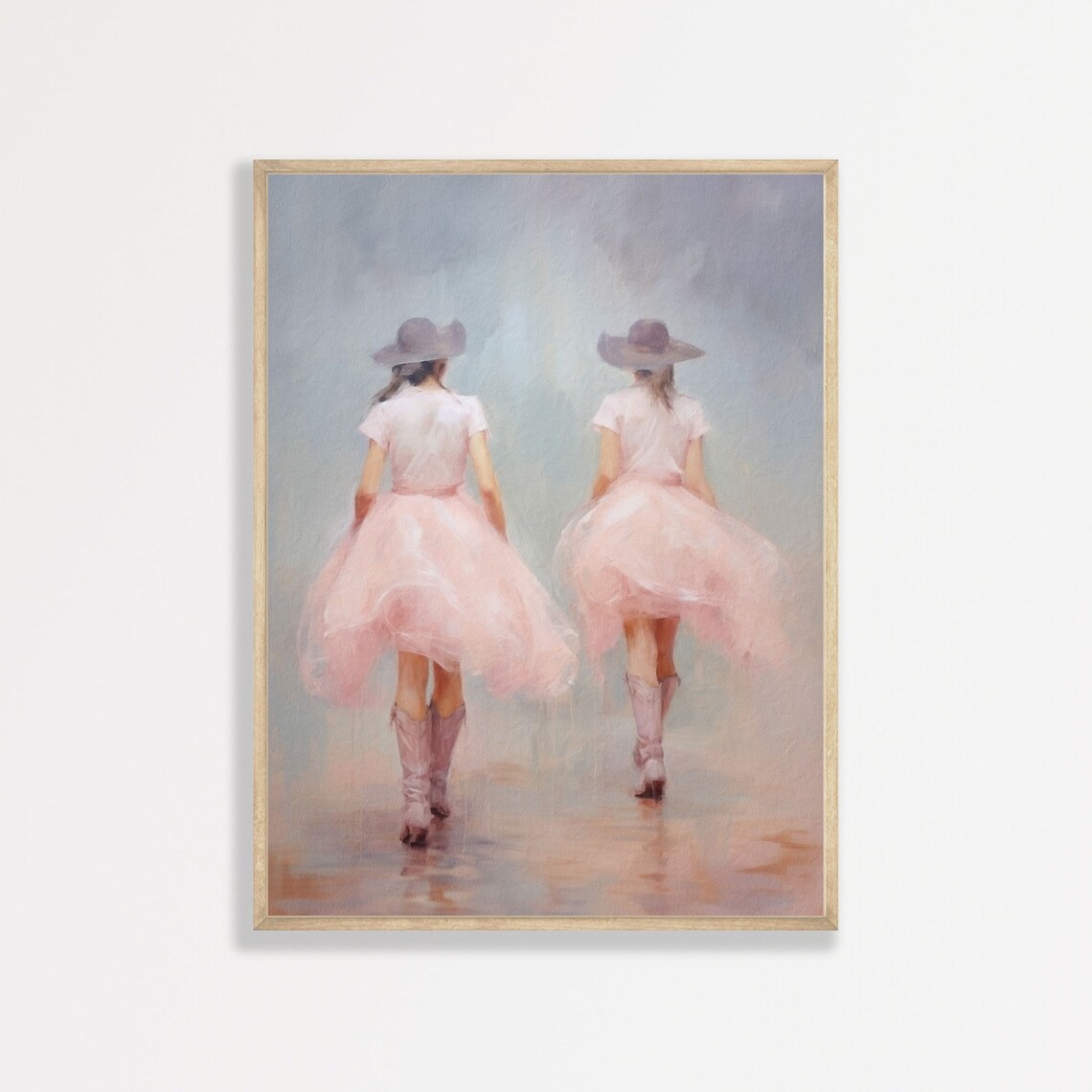 Retro Pastel Cowgirl Western Country Art Print