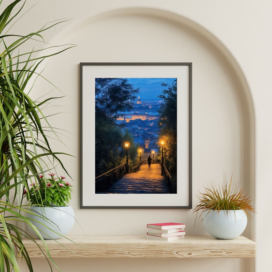 Moody Dark Night Cityscape Vintage Travel Poster - Image 2