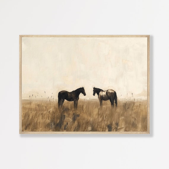 Neutral Horses Vintage Minimalist Country Art Print