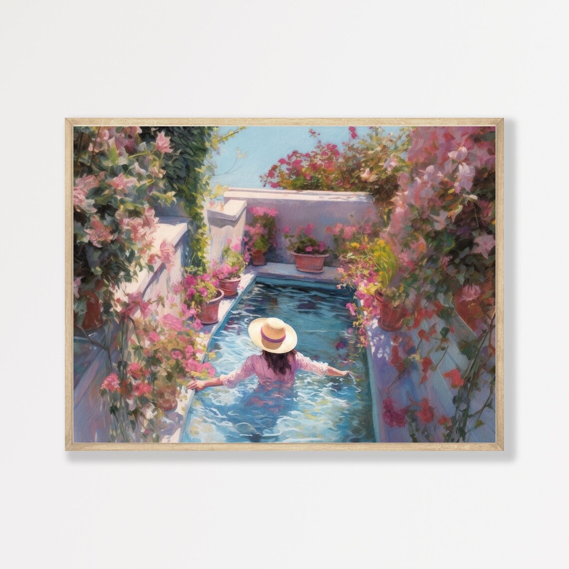 Retro Girly Summer Painting, Vintage Aesthetic Art Print