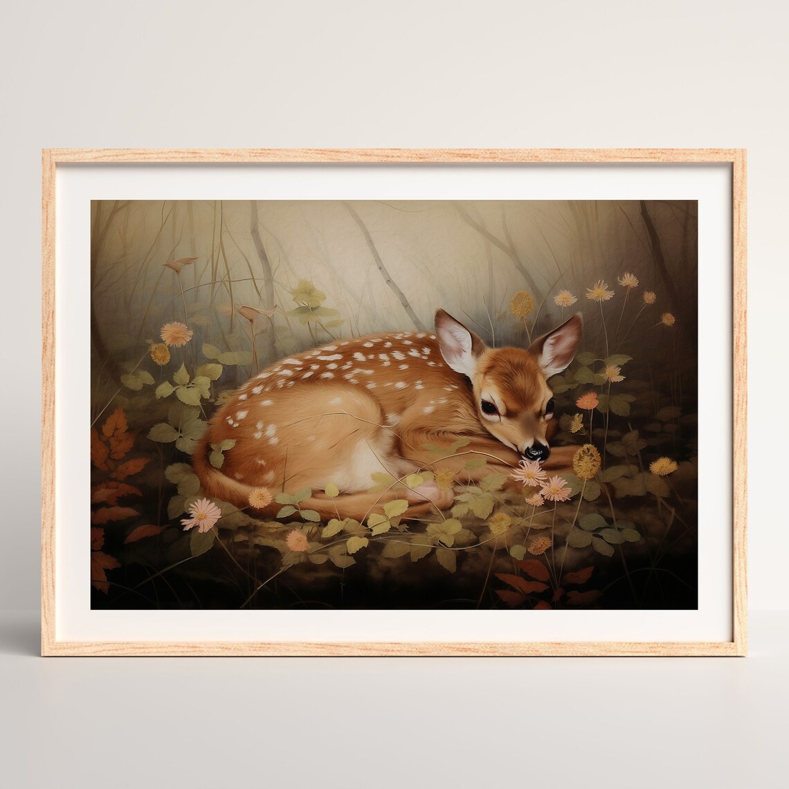 Vintage Fawn Art Print, Rustic Cottagecore Poster - Image 2