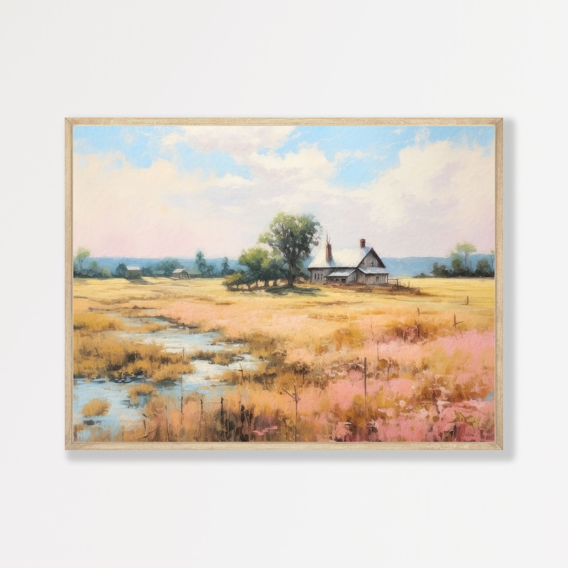 Retro Farm Pasture Art Print, Farmhouse Decor