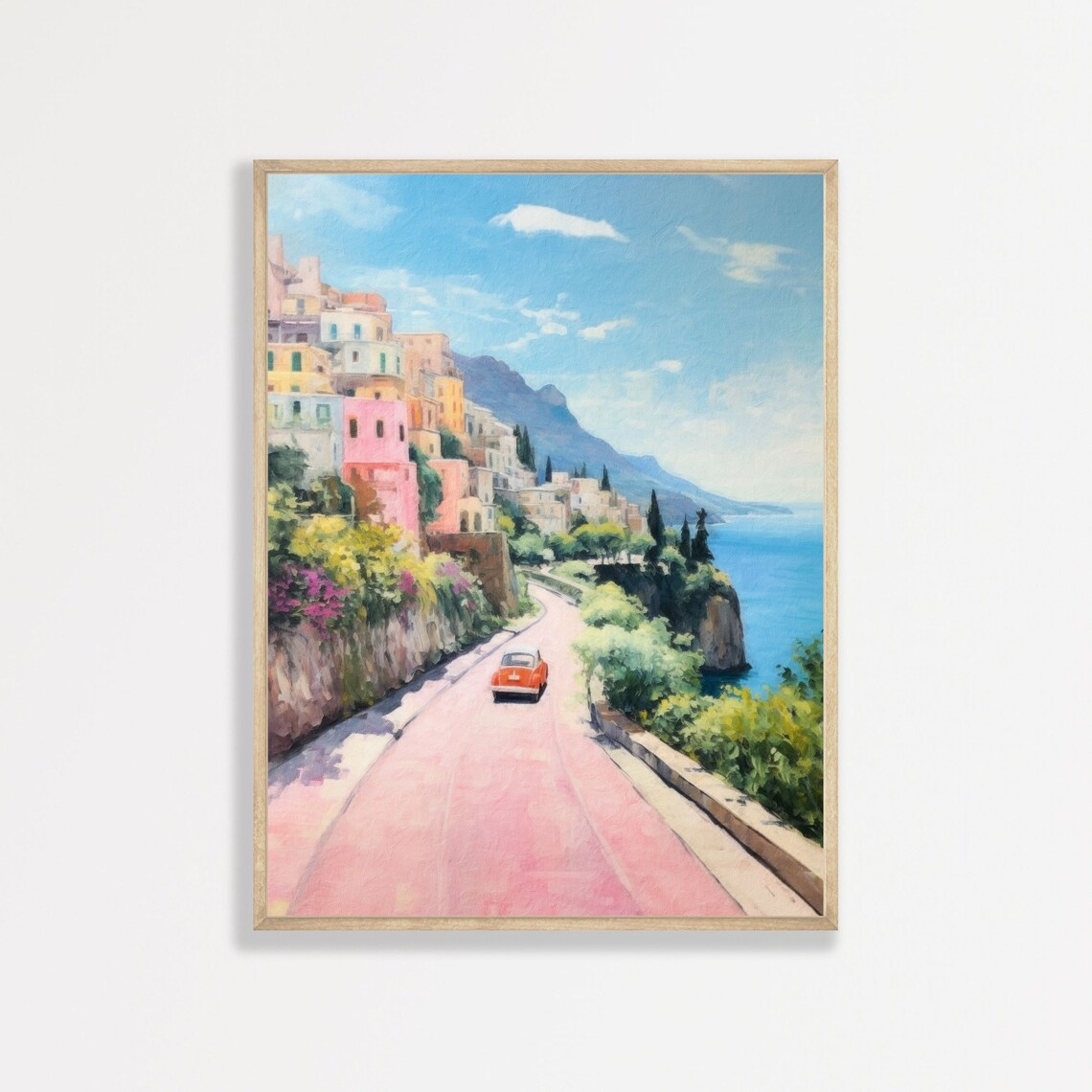 Retro Amalfi Coast Italy Travel Poster, Coastal Art