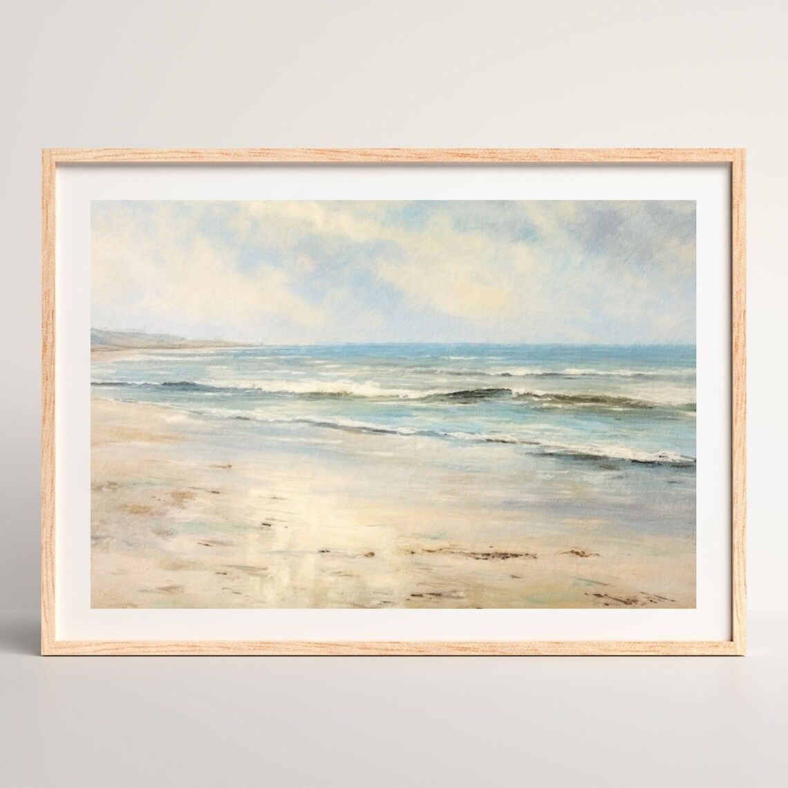 Muted Ocean Seascape, Retro Coastal Beach Art Print - Image 2