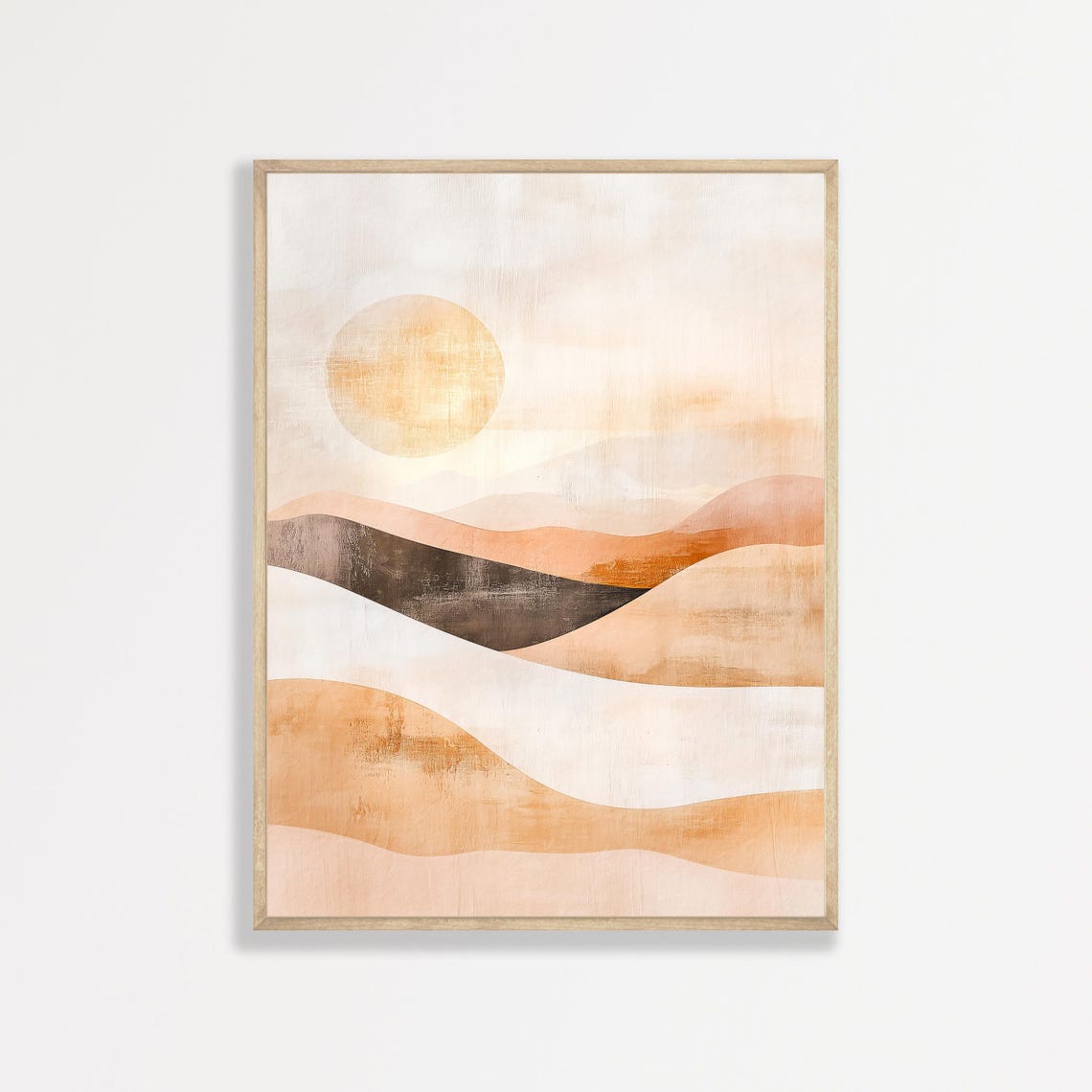 Boho Sun Over Abstract Dunes Neutral Modern Landscape Wall Art