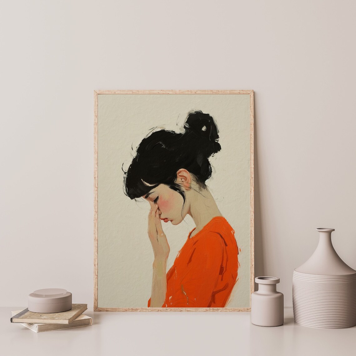 Bathroom Wall Art Print Minimal Funny Woman Portrait Painting Aesthetic Trendy Vintage Apartment Decor P 417 - Image 3
