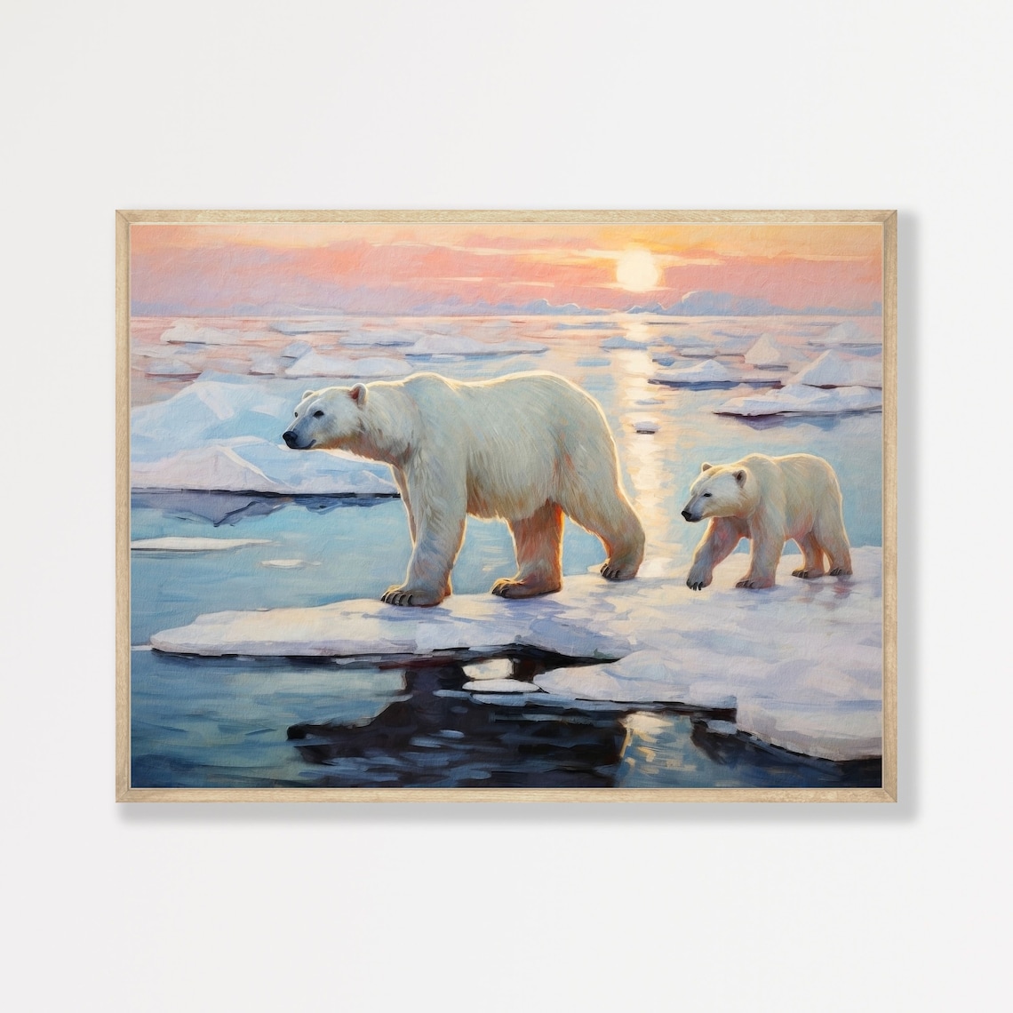 Polar Bear Retro Nursery Art Print, Kids Room Decor