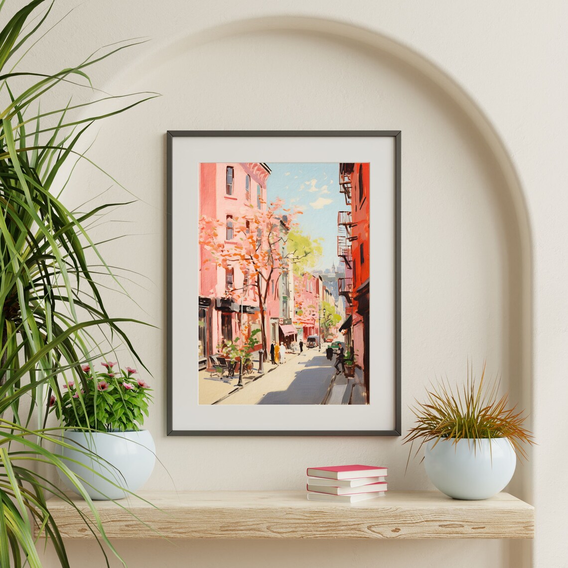 Retro City Painting, Vintage Eclectic Travel Poster - Image 2