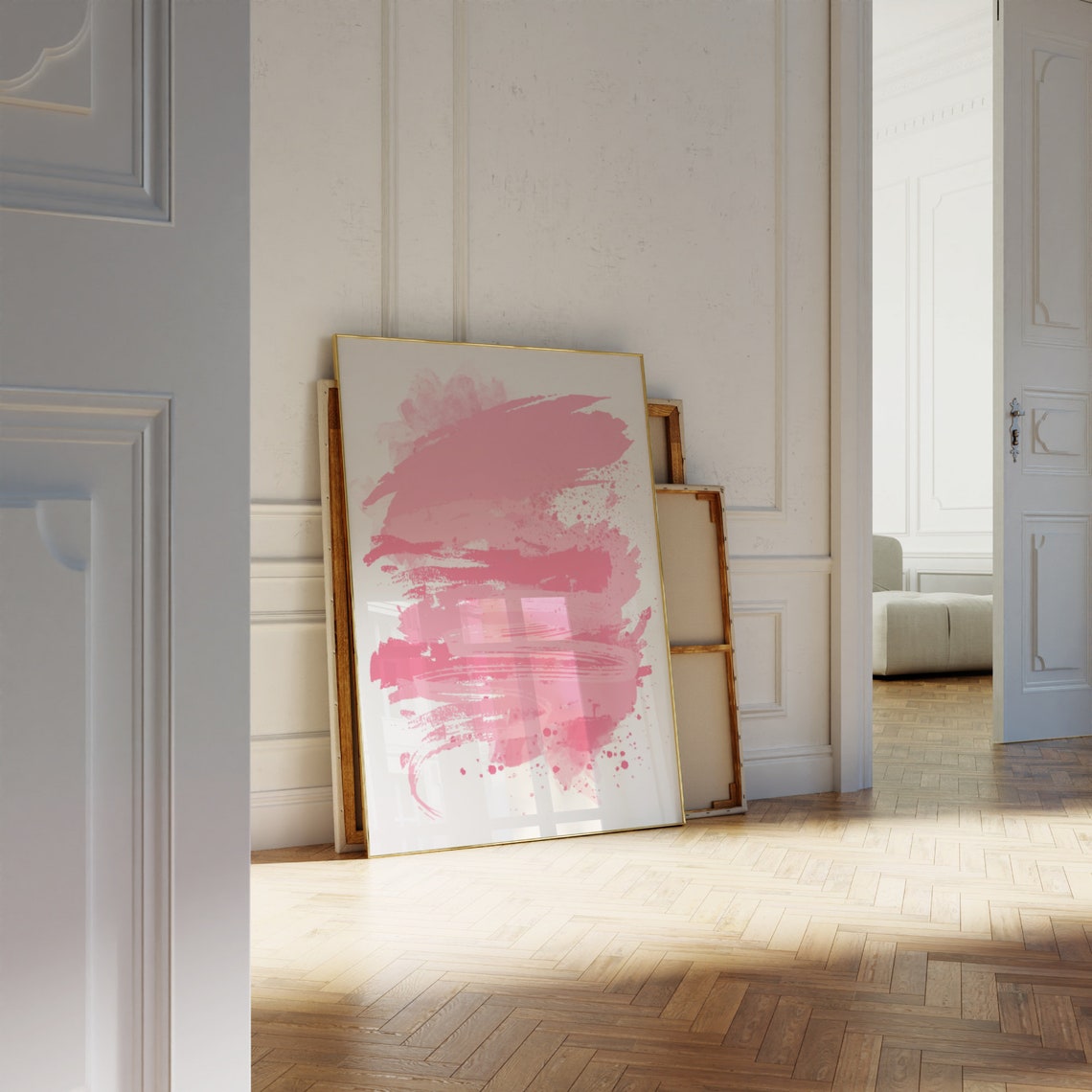 Blush Pink Brush Stroke Abstract Watercolor Pastel Art Poster - Image 2