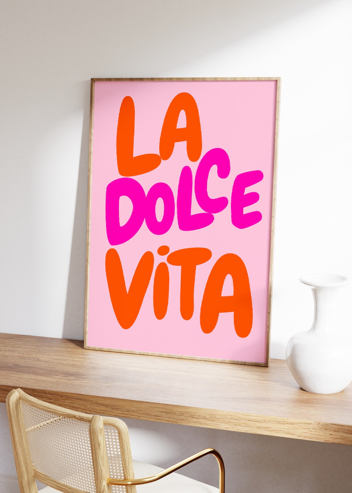 Dolce Vita Pink Orange Typography Art Print - Image 3