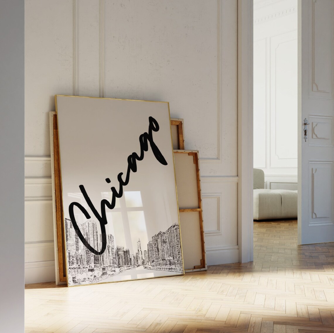 Chicago City Travel Poster, Trendy Cityscape Print - Image 3