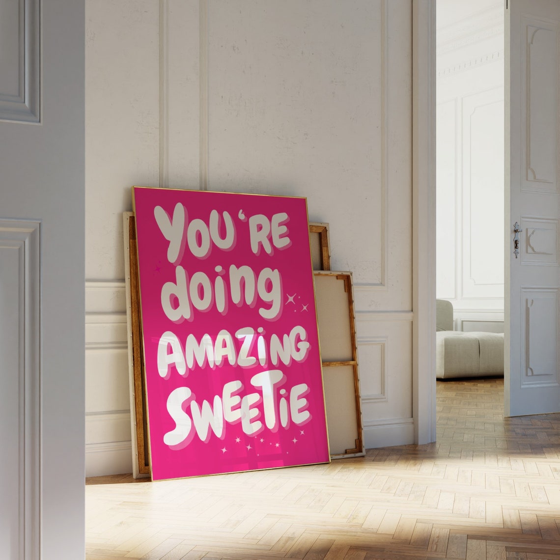 Youre Doing Amazing Sweetie Print Affirmation Wall Art Teen Girl Room Decor Retro Poster Trendy Art Pink Preppy Dorm Decor - Image 2