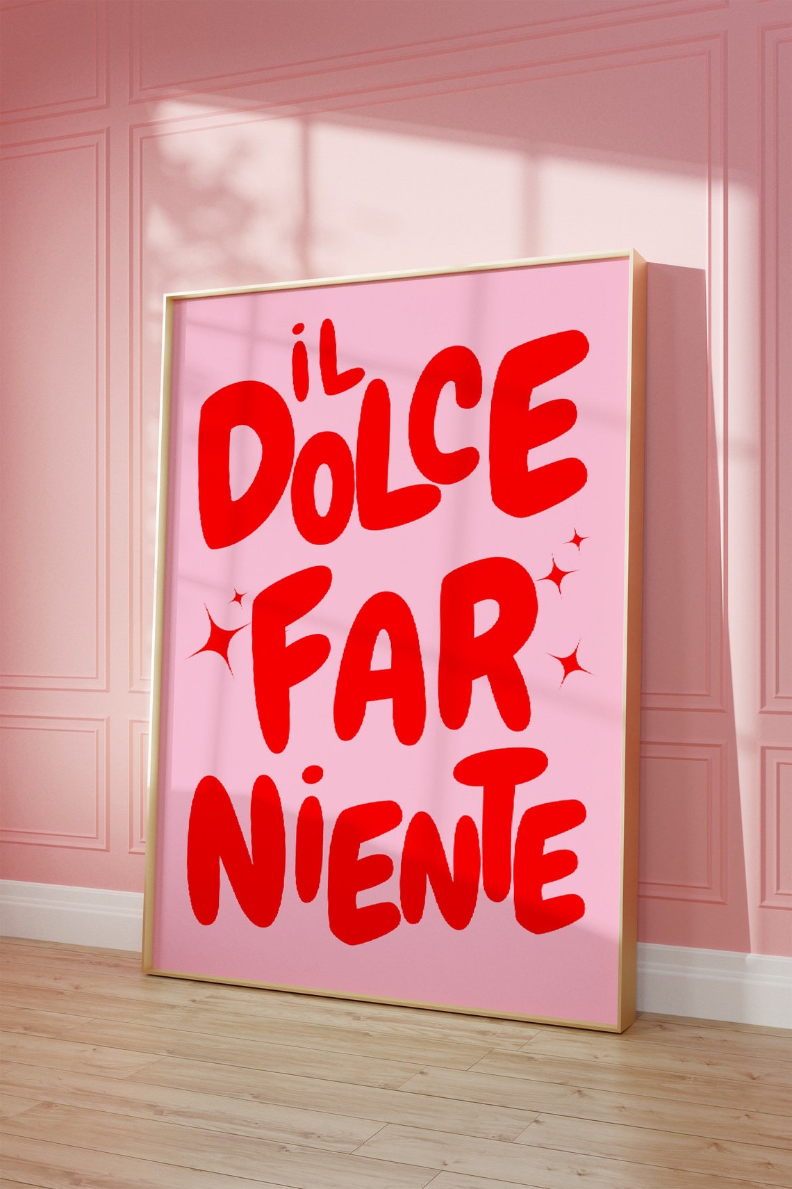 Il Dolce Far Niente Pink Red Bold Retro Sparkle Typography Poster - Image 2