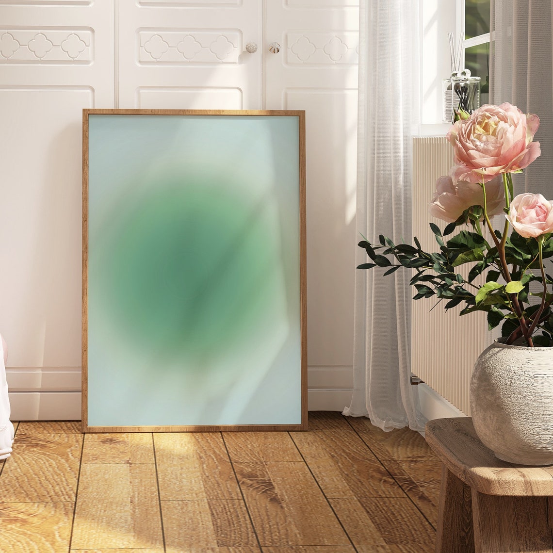 Sage Green Aura Gradient Glow Spiritual Calming Divine Art Poster - Image 3