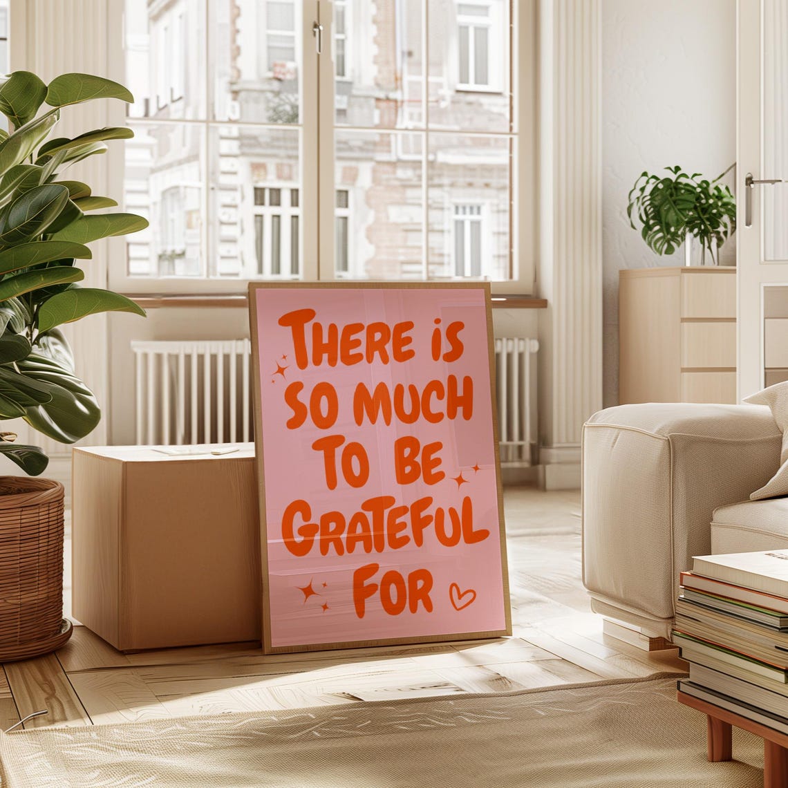 There Is So Much To Be Grateful For Orange Pink Quote Poster - Image 3