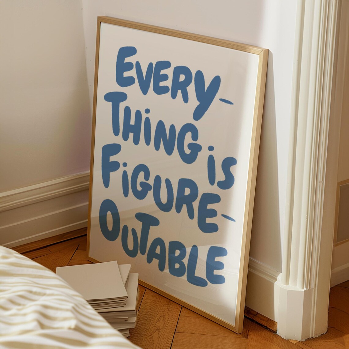 Everything Is Figureoutable Quote Art Print, Blue Office - Image 2