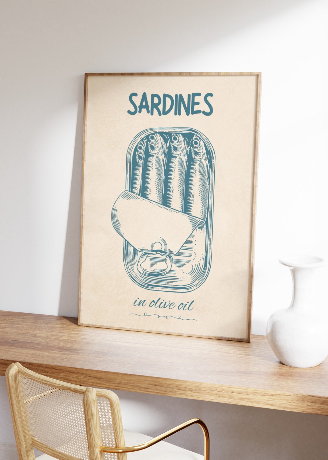 Sardines in Olive Oil Vintage Engraving Retro Kitchen Art Poster - Image 2