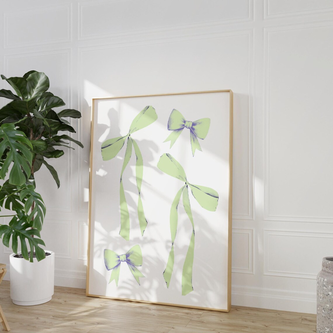 Sage Green Watercolor Bows Poster Coquette Girl Room Decor Preppy - Image 2